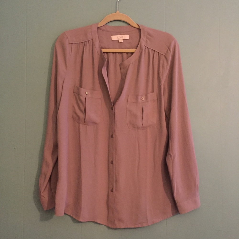 Loft silky taupe top